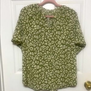 Green Leopard Print Women's Top